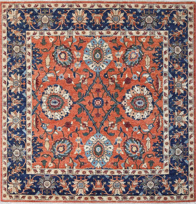 Midnight Blue Mashhad Medallion Rug — 202×195cm