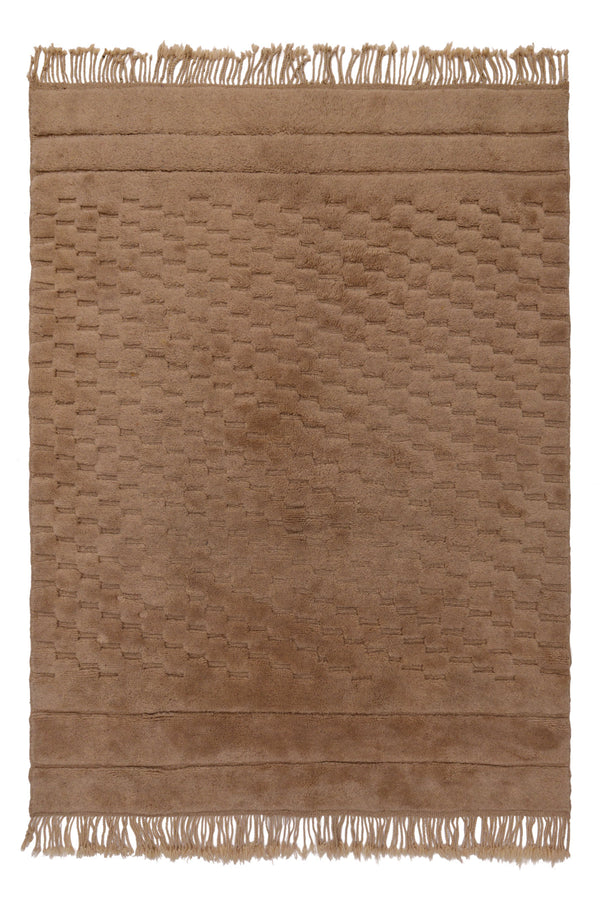 Large ivory Berber natural wool rug in oatmeal tones, 304×210cm