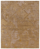 Gold & Cream Abstract Modern Wool Rug