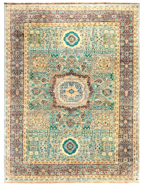 Red and gold Nava Mamlouk classic Oriental wool rug, 275×215cm