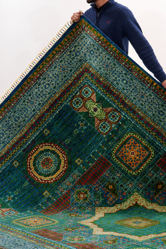 Jing Teal Mamlouk Rug