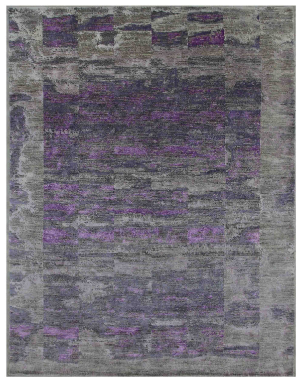 Nada Abstract Grey Purple Rug
