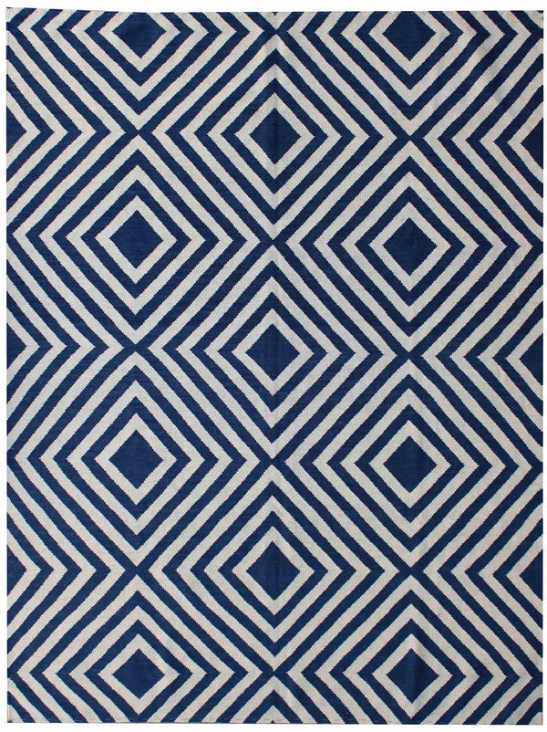 Multi-colour contemporary flatweave kilim in terracotta teal and gold, 238×176cm
