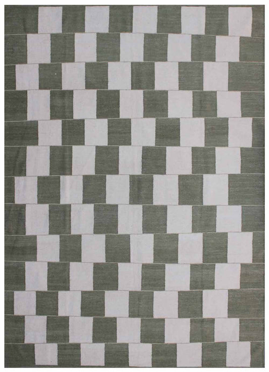 Amira Contemporary Green/Beige Kilim