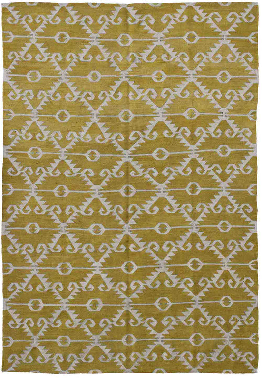 Fadia Contemporary Lime/Beige Kilim