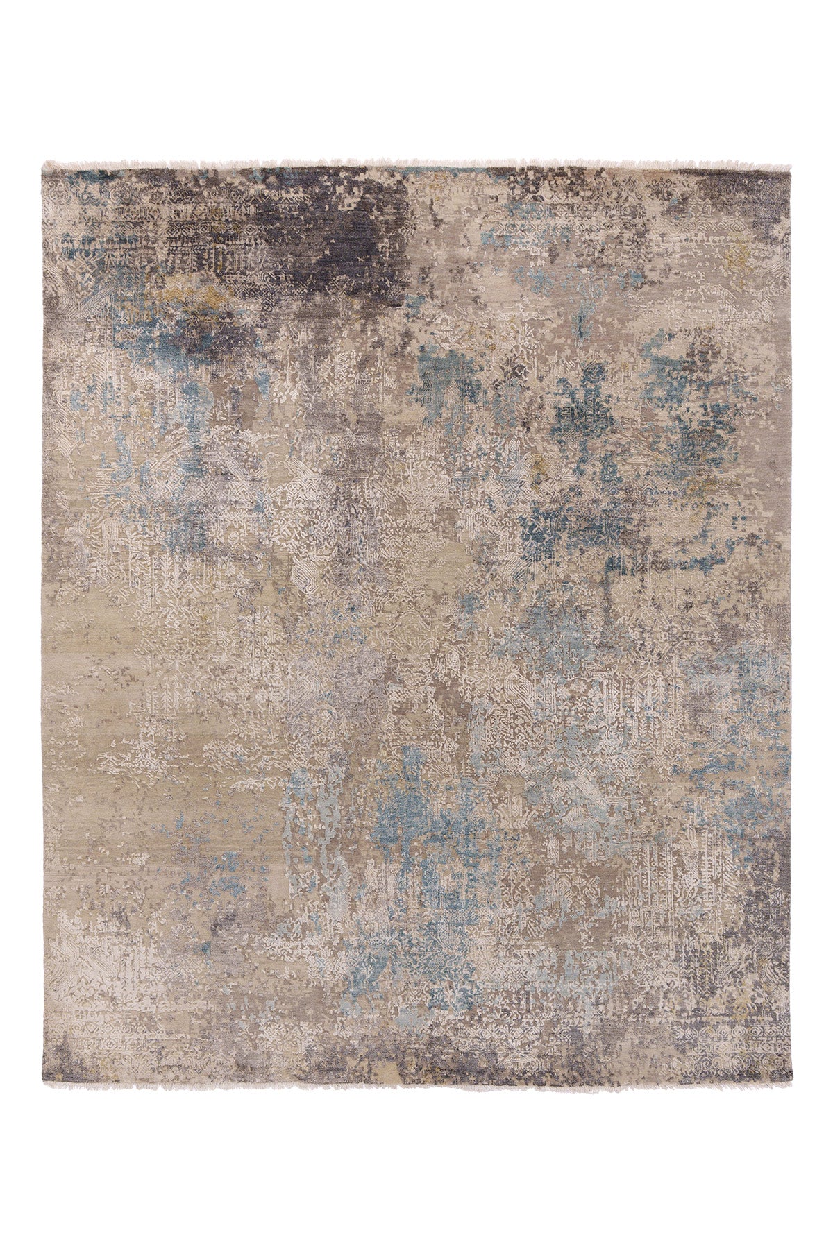 Blue Erased Heritage Contemporary Rug