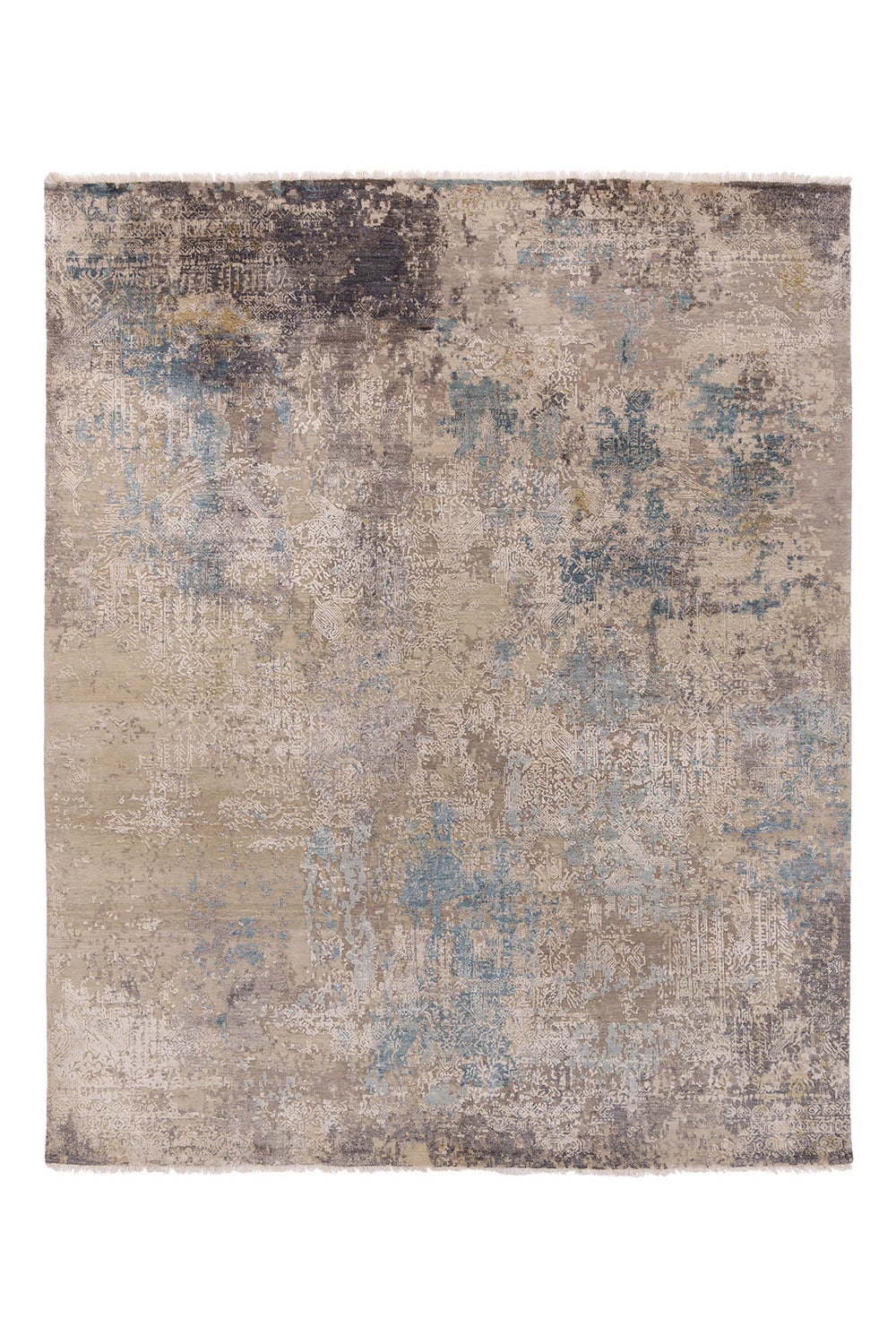 Blue Erased Heritage Contemporary Rug