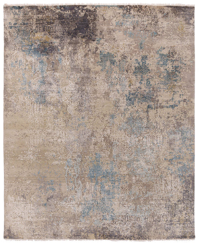 Blue Erased Heritage Contemporary Rug