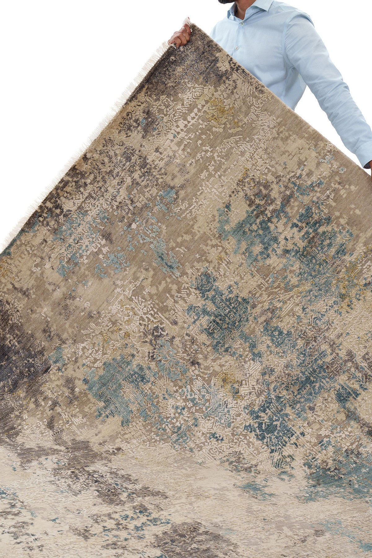 Blue Erased Heritage Contemporary Rug