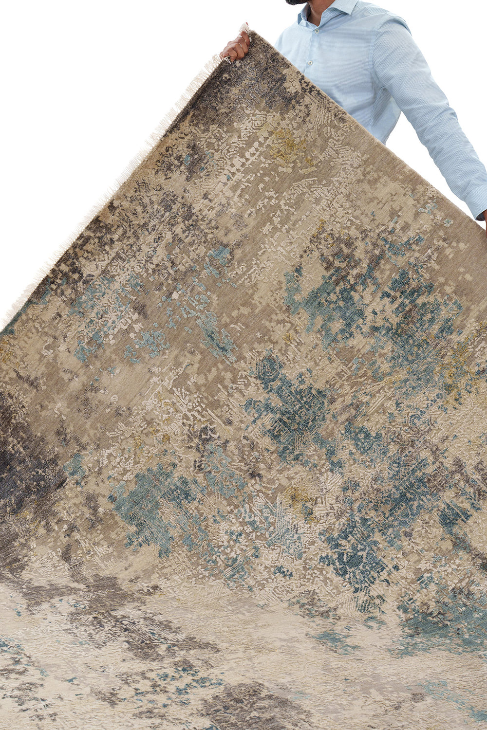 Blue Erased Heritage Contemporary Rug