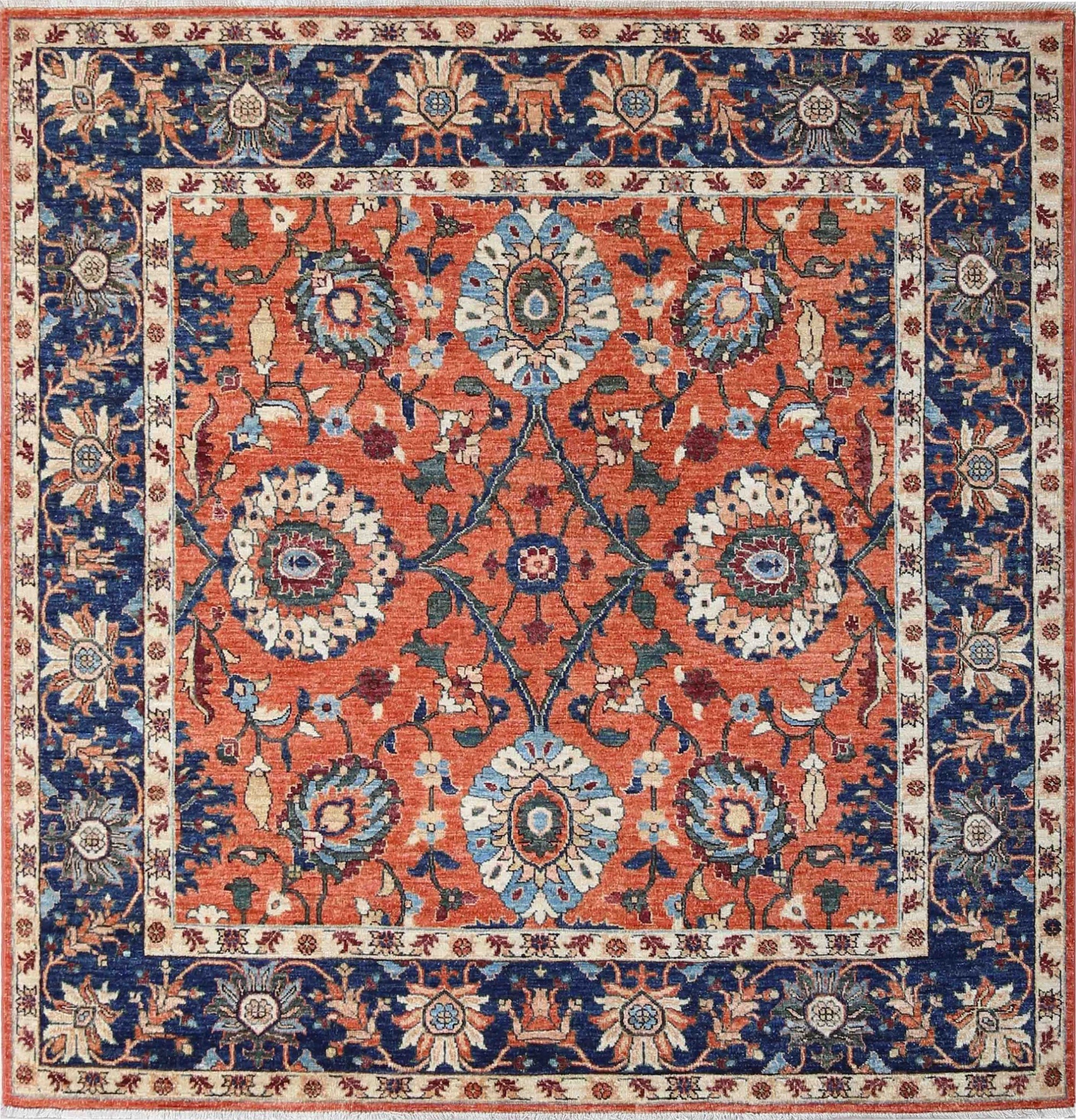 Midnight Blue Mashhad Medallion Rug — 202×195cm
