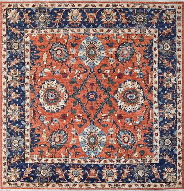 Midnight Blue Mashhad Medallion Rug — 202×195cm