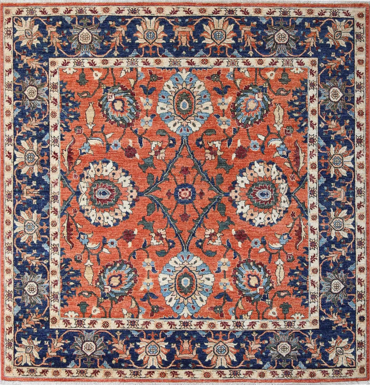Midnight Blue Mashhad Medallion Rug — 202×195cm