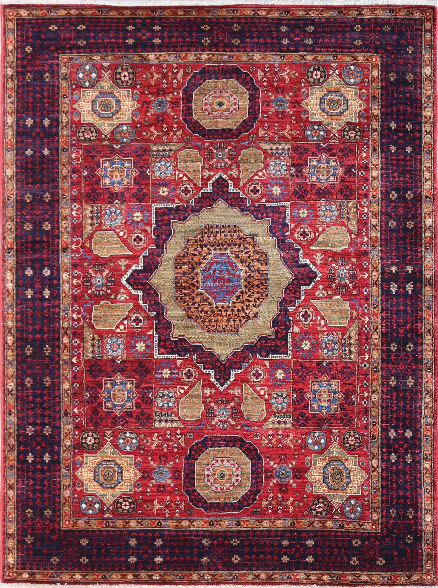 Red Teared Mamlouk Rug — 201×151cm