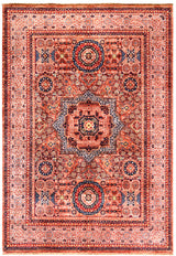 Fine Mamlouk multi-colour classic Oriental wool rug with dense geometric pattern, 240×170cm
