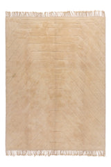 Large beige Berber wool rug in sand and warm neutral tones, 340×246cm