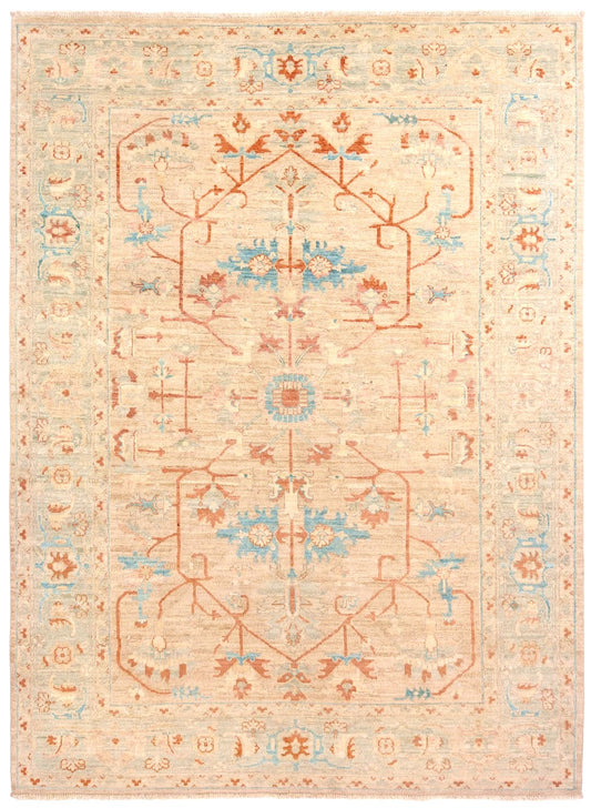 Hand-Knotted Traditional Oushak Rug