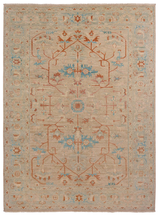 Hand-Knotted Traditional Oushak Rug