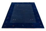 Solid Blue Hand-Knotted Gabbeh Wool Rug