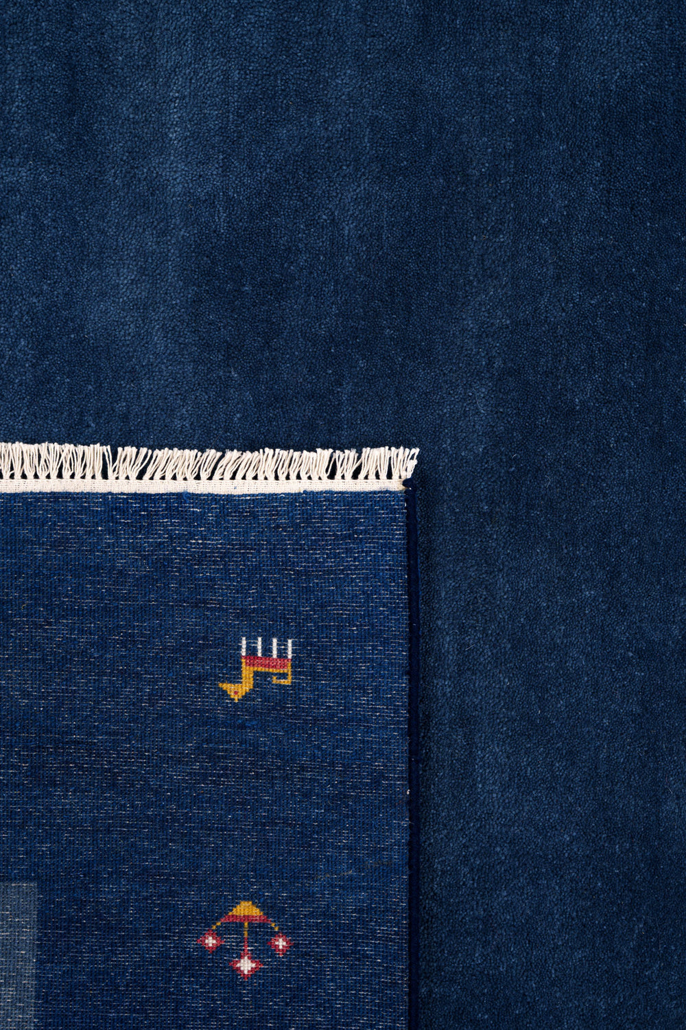 Solid Blue Hand-Knotted Gabbeh Wool Rug