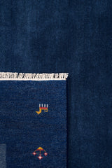 Solid Blue Hand-Knotted Gabbeh Wool Rug
