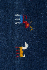 Solid Blue Hand-Knotted Gabbeh Wool Rug