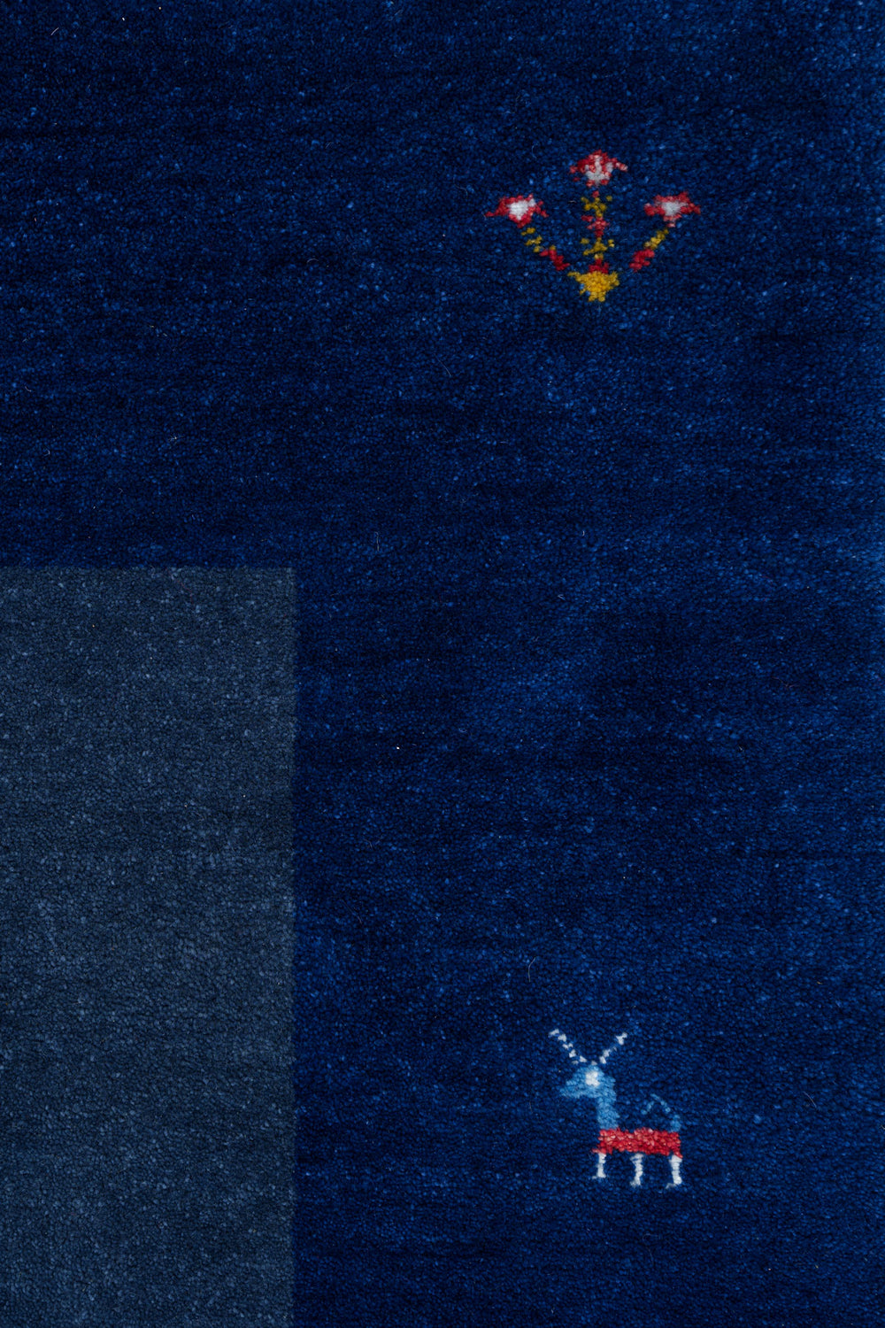 Solid Blue Hand-Knotted Gabbeh Wool Rug