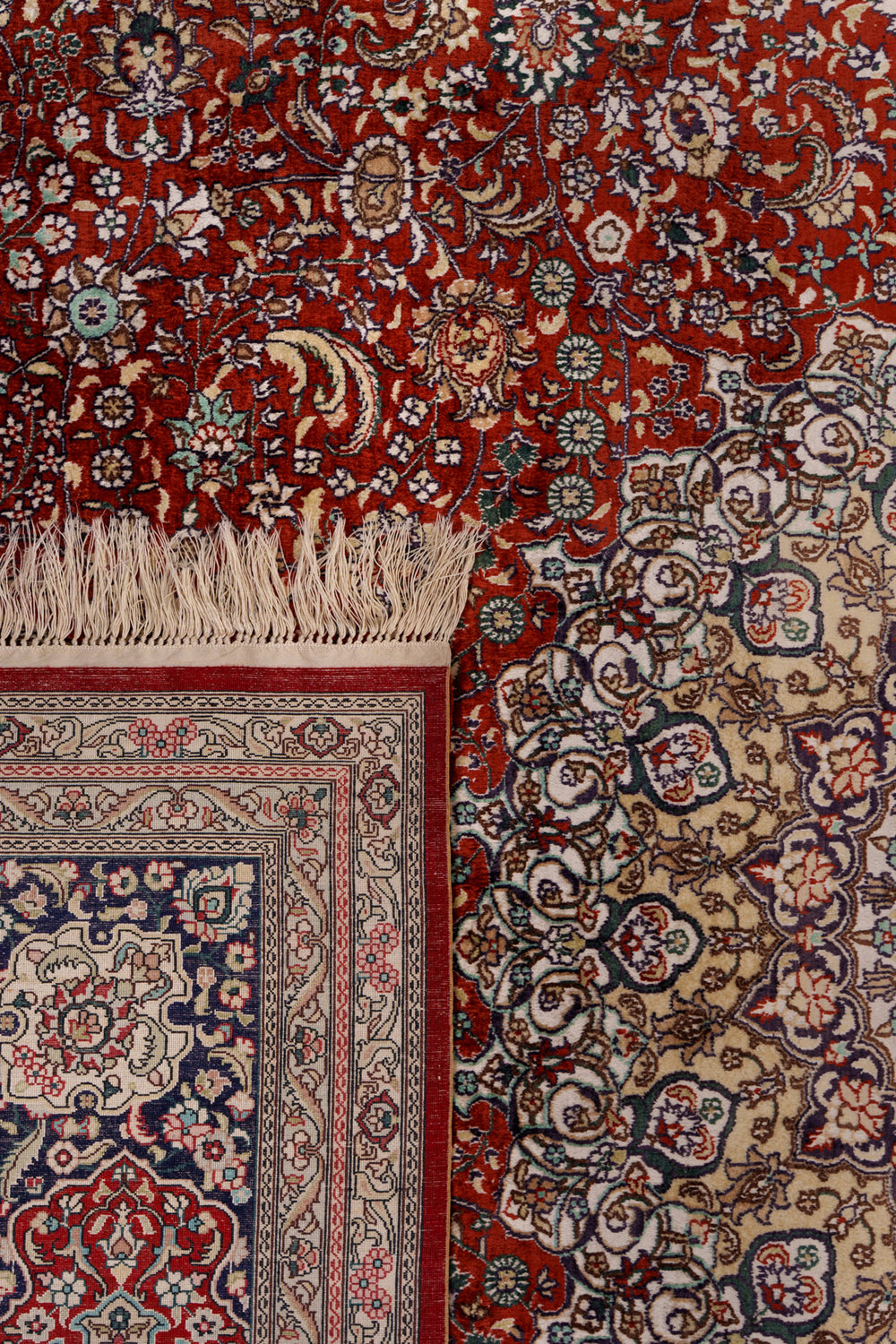 Red & Gold Extra Fine Chinese Silk Rug