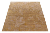 Gold & Cream Abstract Modern Wool Rug