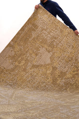 Gold & Cream Abstract Modern Wool Rug