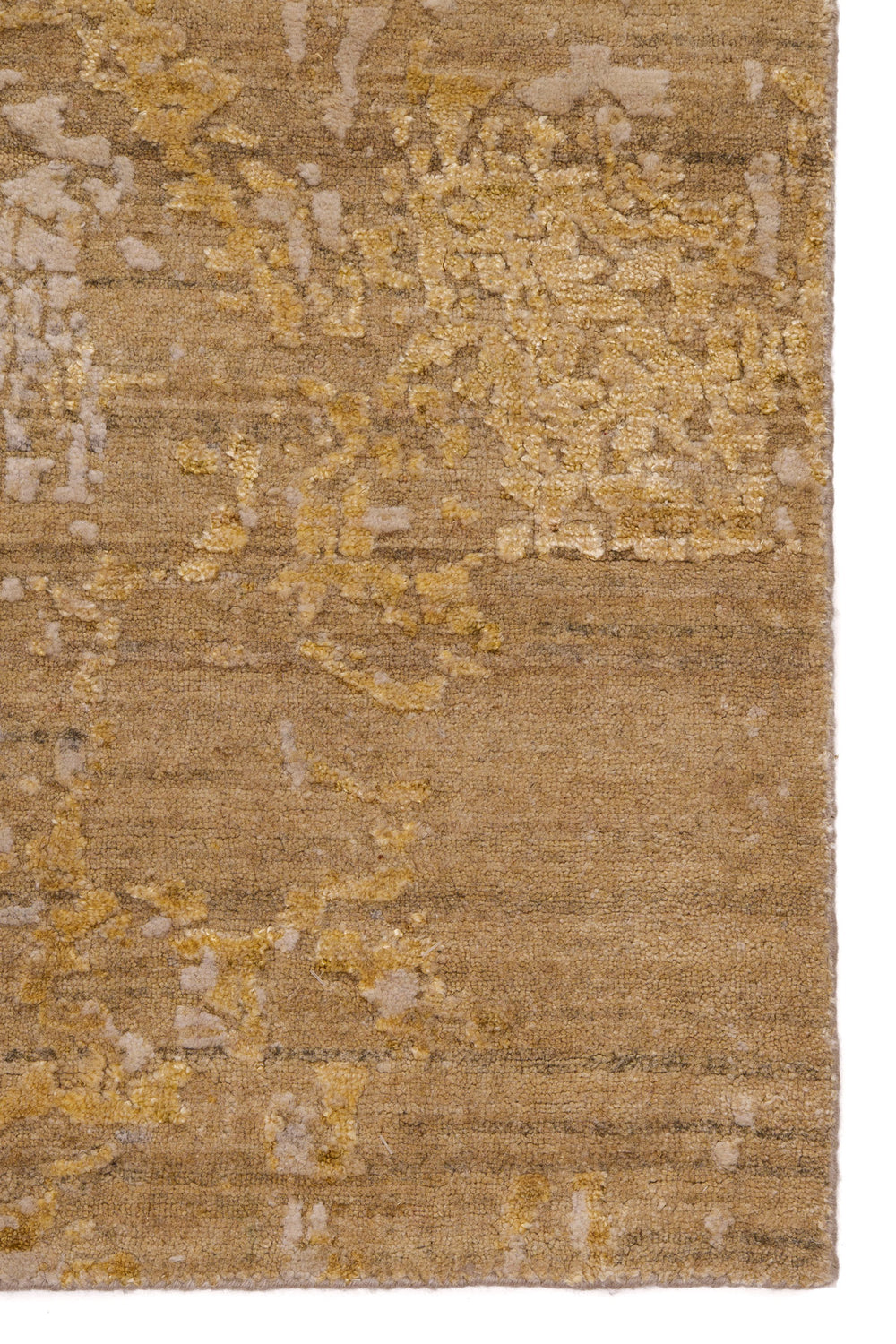 Gold & Cream Abstract Modern Wool Rug