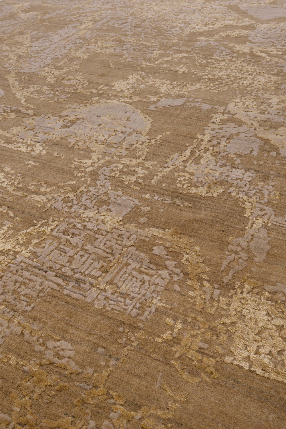 Gold & Cream Abstract Modern Wool Rug