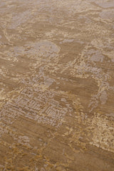 Gold & Cream Abstract Modern Wool Rug