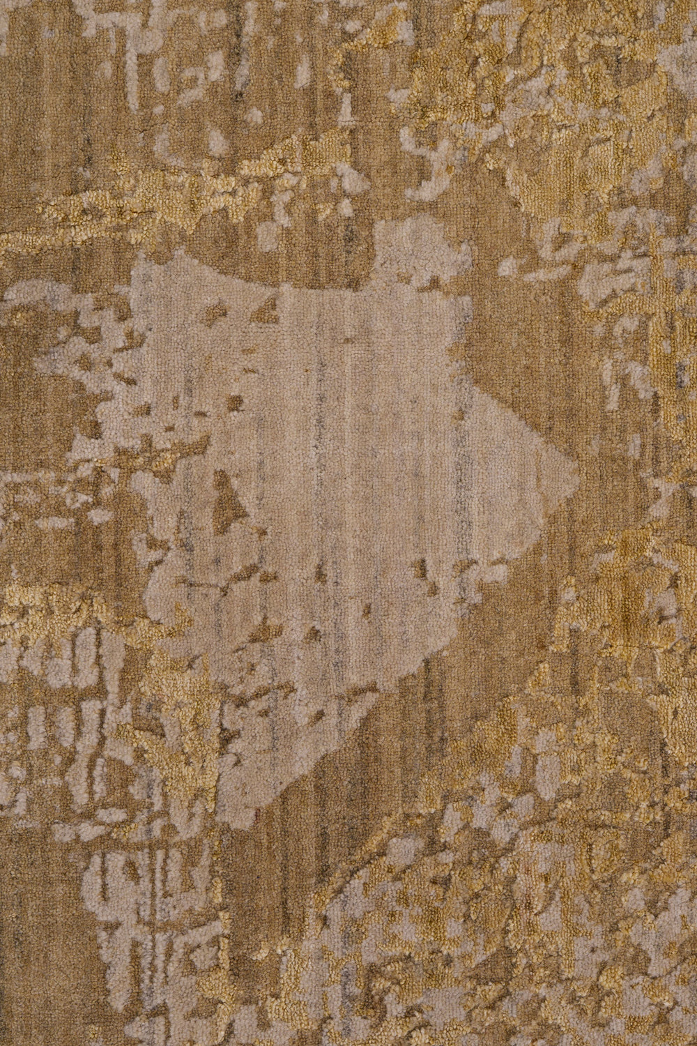 Gold & Cream Abstract Modern Wool Rug