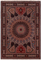 Investment-grade silk Tabriz Gum-bad Persian rug with dome medallion, 300×205cm
