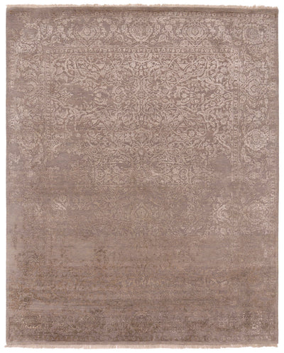 Silver grey erased heritage contemporary distressed Oriental wool rug, 300×250cm