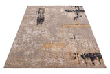 Stone & Cream Abstract Wool Rug
