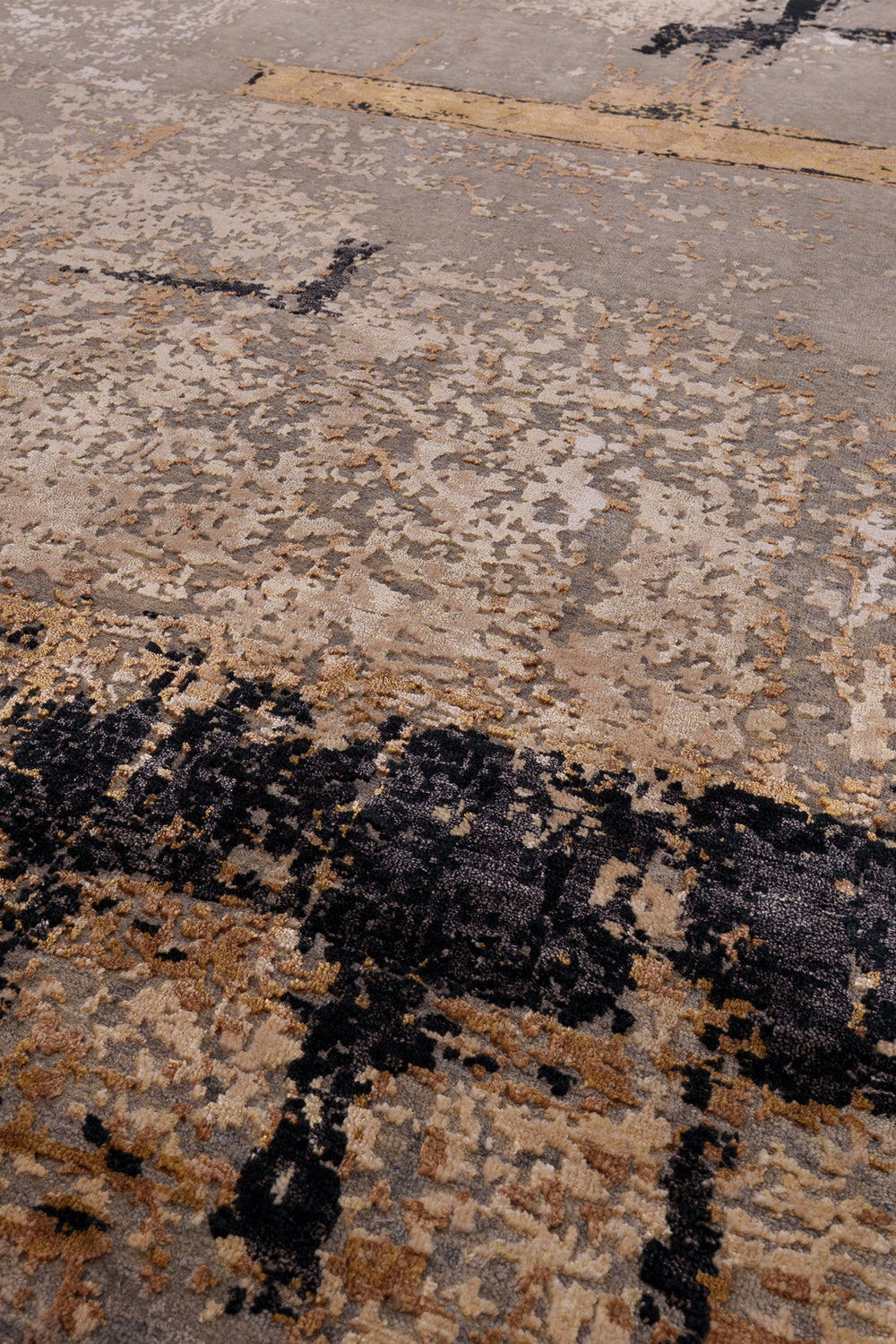 Stone & Cream Abstract Wool Rug
