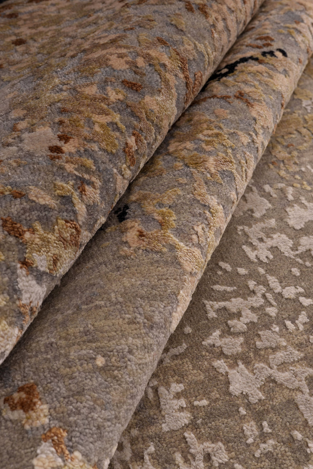 Stone & Cream Abstract Wool Rug