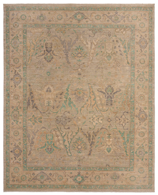 Emerald Drift | Pale Green and Cream Classical Rug
