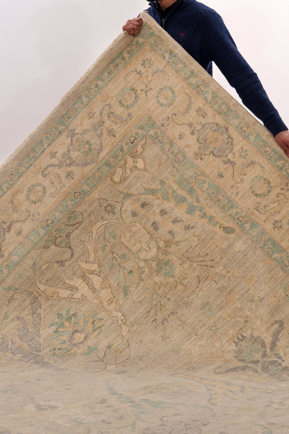 Pale Green & Cream Classical Oriental Rug