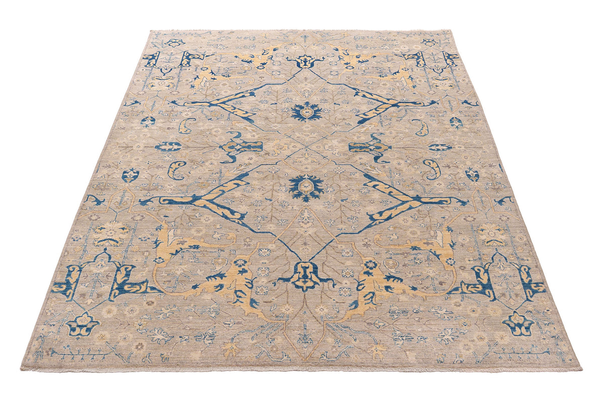 Red & Navy Traditional Oriental Wool Rug