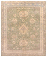 Burgundy and ivory classical Oriental wool rug with floral medallion border, 305×244cm