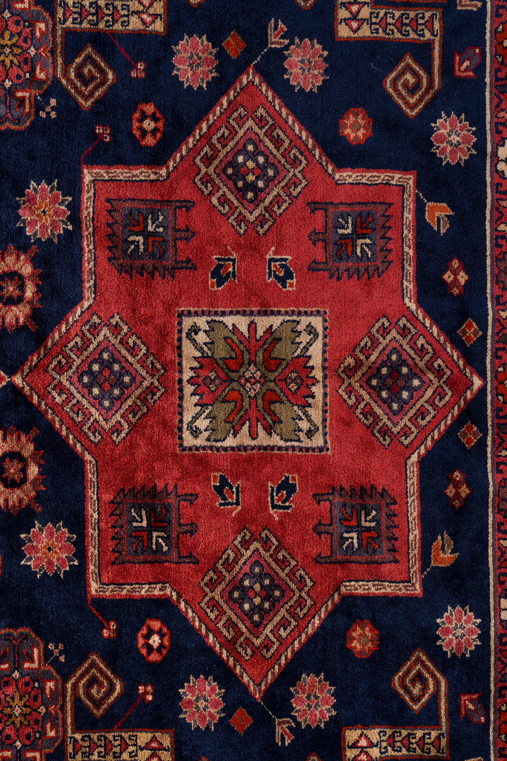 Red Tribal Nomad Geometric Wool Rug