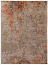 Ivory erased heritage distressed wool rug with faded Oriental pattern, 360×267cm