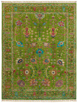 Ivory and blue Farahan classic Oriental wool rug with floral all-over pattern, 198×152cm