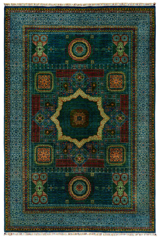 Jing Teal Mamlouk Rug
