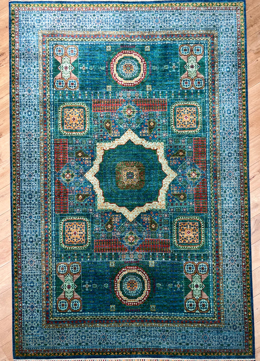 Jing Teal Mamlouk Rug