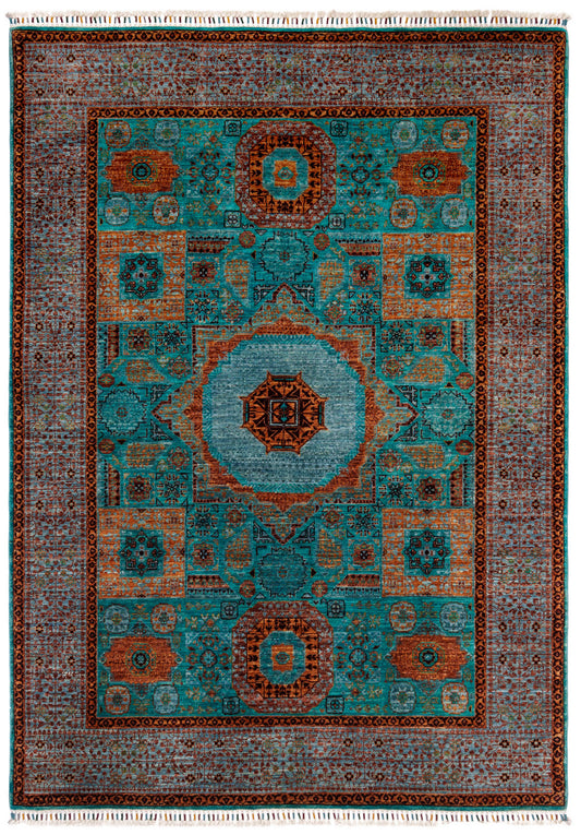 Hua Teal Mamlouk rug
