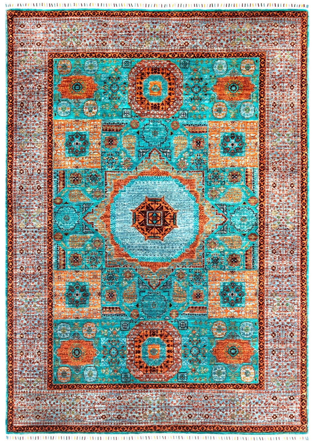 Hua Teal Mamlouk rug